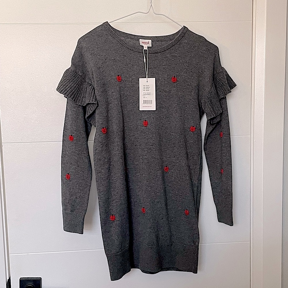 New Seed Heritage ladybug girl knitted dress size 9
